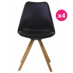 Set of 4 chairs black base oak KosyForm