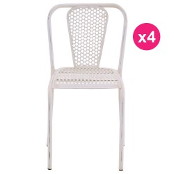 Lot de 4 Chaises en Métal Blanc KosyForm