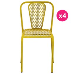 Set of 4 yellow KosyForm metal chairs