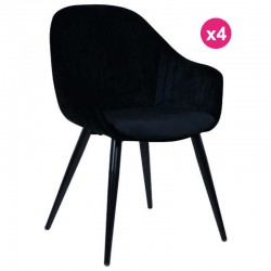 Lot de 4 Fauteuils Repas Velours Noir avec Piétement Métal Noir Kari KosyForm Lot de 4 Fauteuils Repas Velours Noir avec Piétement Métal Noir Kari KosyForm