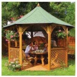 Habrita octagonal pavilion in solid wood diameter of 3.46m with Shingles Habrita octagonal pavilion in solid wood diameter of 3.46m with Shingles