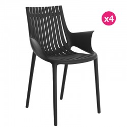Set of 4 Vondom Ibiza armchairs with armrests Black
