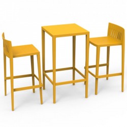 Ensemble Spritz table et 2 tabourets Vondom hauteur d'assise 76cm jaune