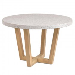 Table ronde Terrazzo blanc et bois d'acacia 120 KosyForm Table ronde Terrazzo blanc et bois d'acacia 120 KosyForm
