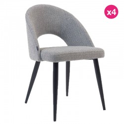 Set di 4 Sedie con schienale ergonomico e piedini in tessuto grigio chiaro nero KosyForm Set di 4 Sedie con schienale ergonomico e piedini in tessuto grigio chiaro nero KosyForm