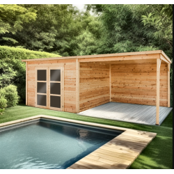 Refugio de la casa de la piscina con tablones de terraza cubiertos 28mm Bahía Habrita 20m2