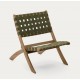 Beli Folding Armchair in solid wood and green rope VeryForma