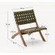 Beli Sillón plegable de madera maciza y cuerda verde VeryForma