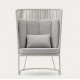 Fauteuil d'extérieur Saco dossier haut en corde et acier gris VeryForma